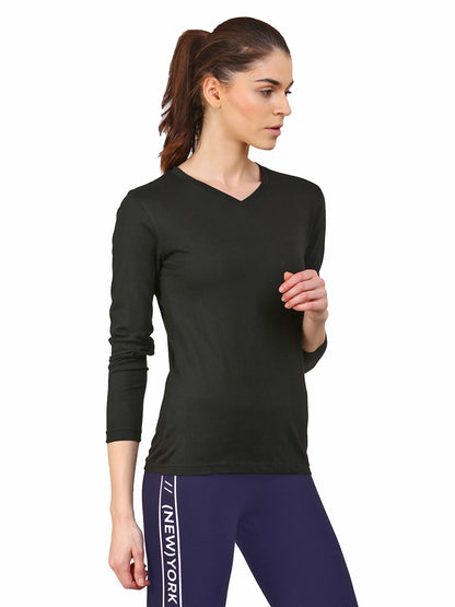 Appulse Women's Long Sleeve V neck T-Shirt | Women | Premium Cotton | Activewear | Athleisure