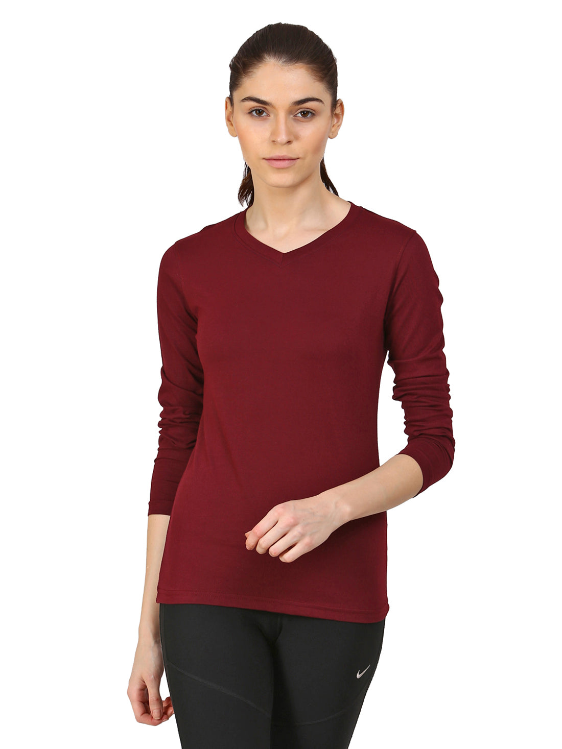Appulse Women's Long Sleeve V neck T-Shirt | Women | Premium Cotton | Activewear | Athleisure