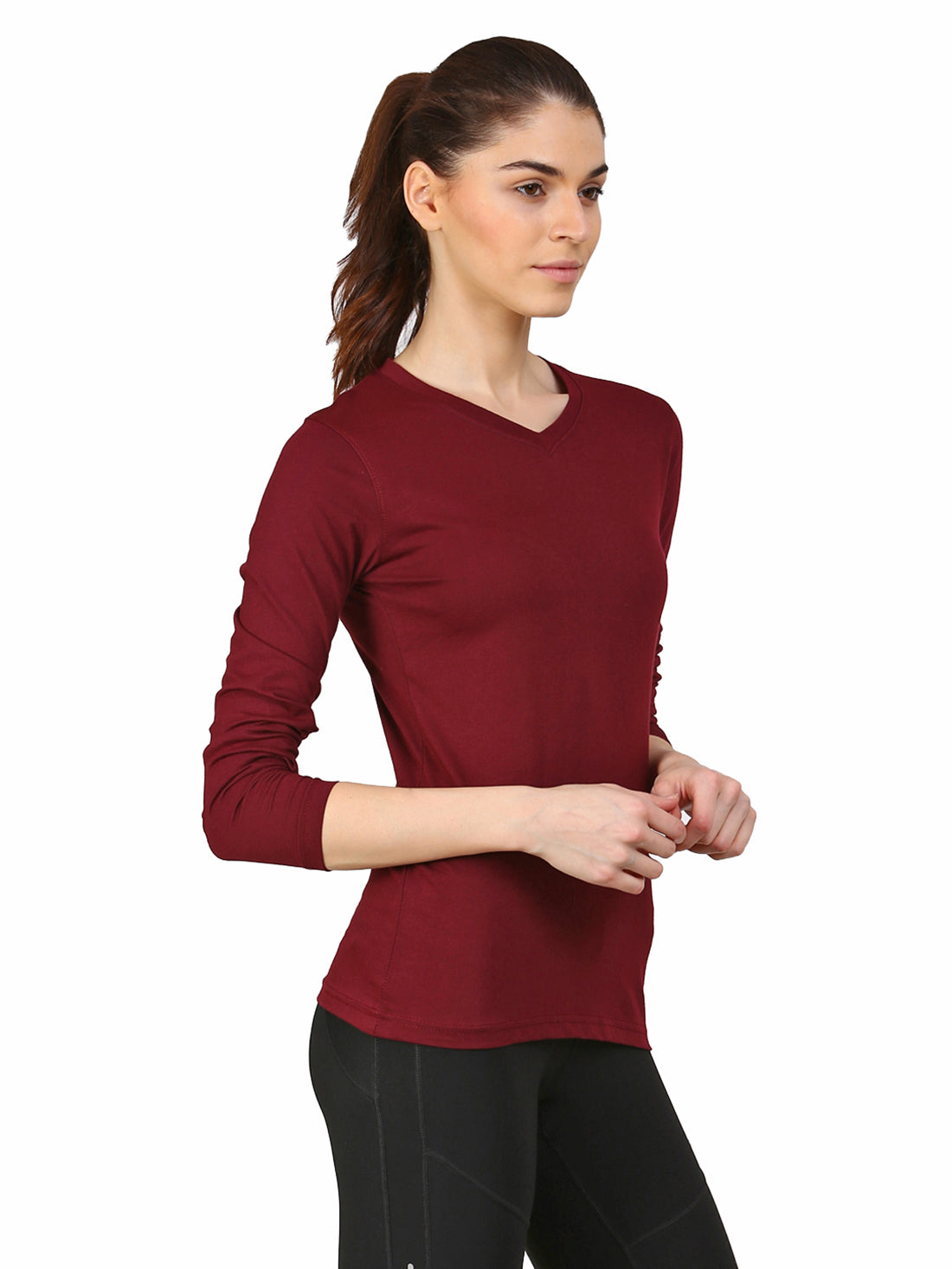 Appulse Women's Long Sleeve V neck T-Shirt | Women | Premium Cotton | Activewear | Athleisure