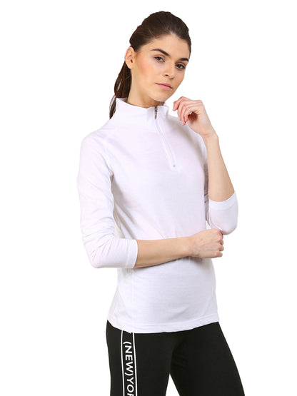 Appulse Women's 1/4 Zip High Neck Raglan T-Shirt | Women | Premium Cotton | Activewear | Athleisure