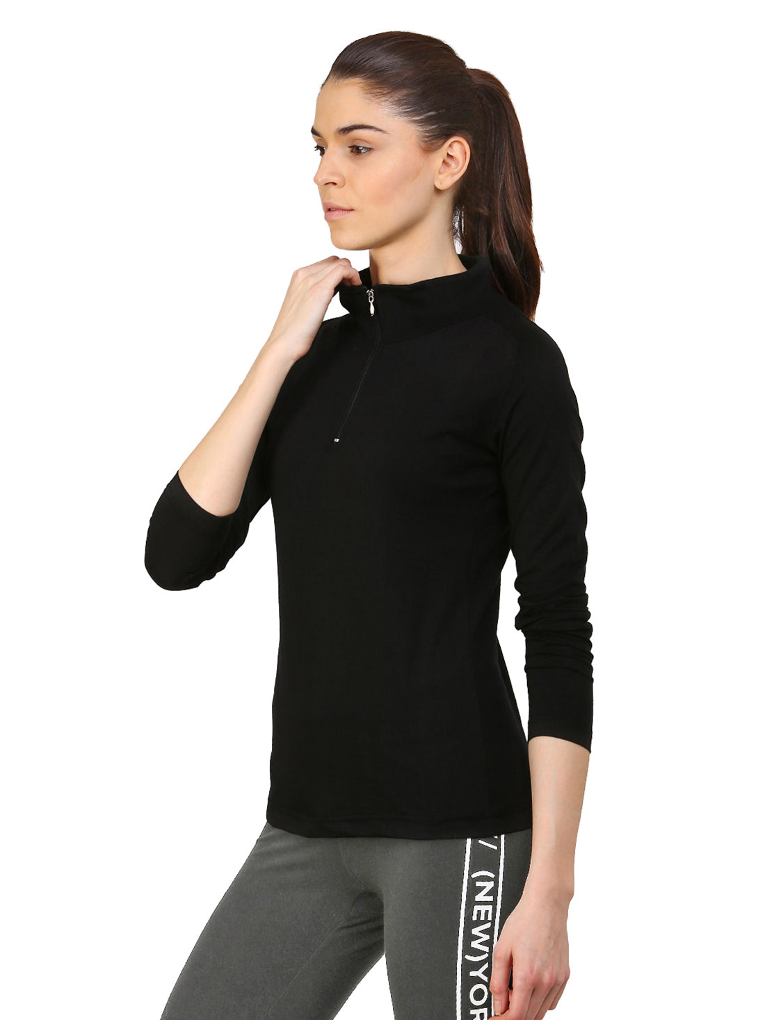 Ap'pulse Women's 1/4 Zip Hineck Raglan Tshirt