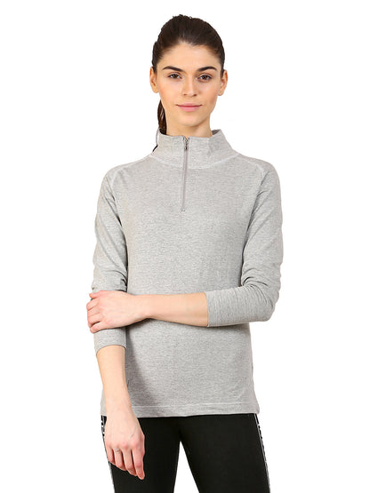 Appulse Women's 1/4 Zip High Neck Raglan T-Shirt | Women | Premium Cotton | Activewear | Athleisure