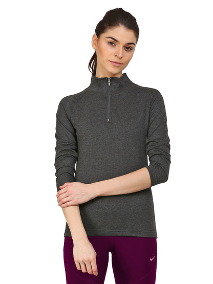 Appulse Women's 1/4 Zip High Neck Raglan T-Shirt | Women | Premium Cotton | Activewear | Athleisure