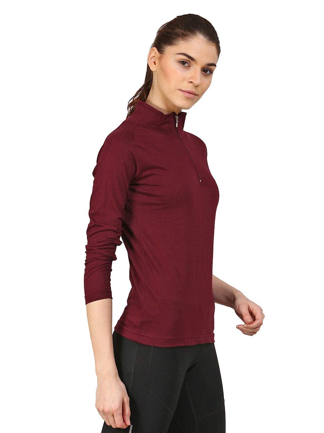 Ap'pulse Women's 1/4 Zip Hineck Raglan Tshirt
