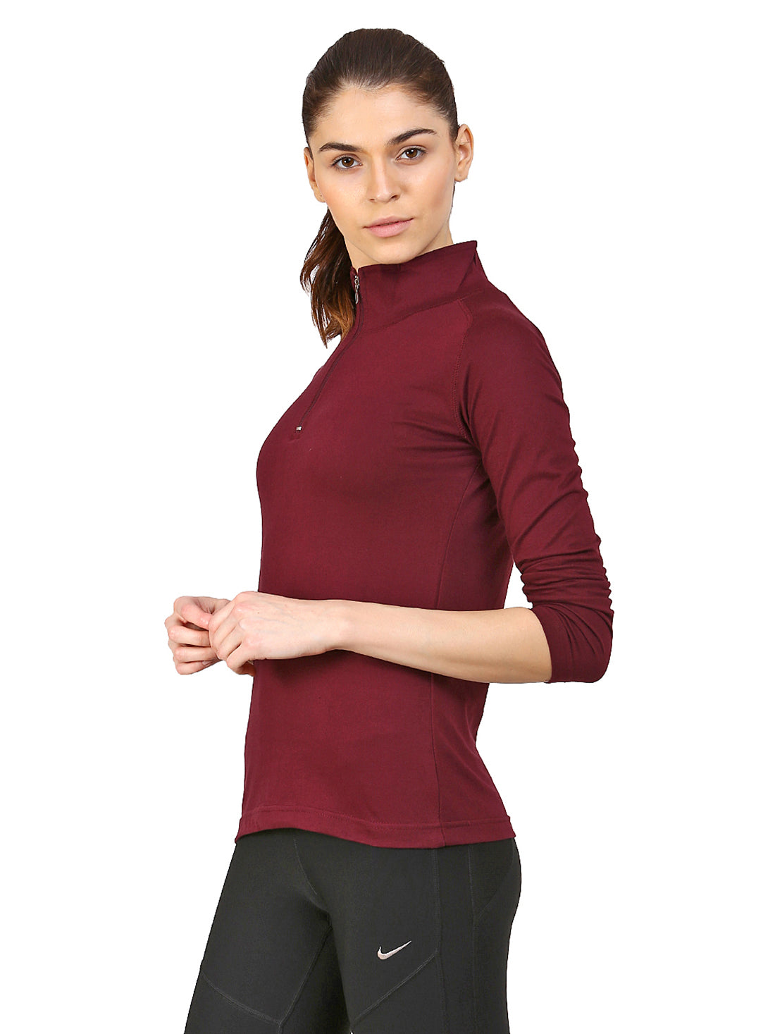 Ap'pulse Women's 1/4 Zip Hineck Raglan Tshirt