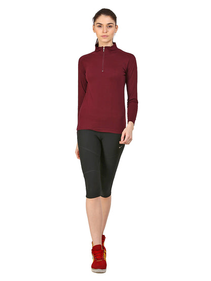 Appulse Women's 1/4 Zip High Neck Raglan T-Shirt | Women | Premium Cotton | Activewear | Athleisure