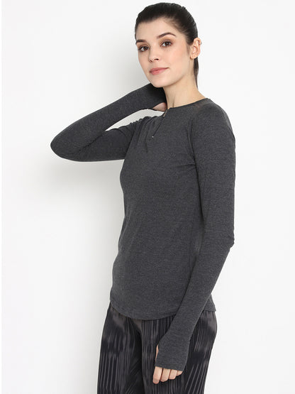 Appulse Women's Round Neck Zipper Long Sleeve T-Shirt | Women | Premium Cotton | Activewear | Athleisure