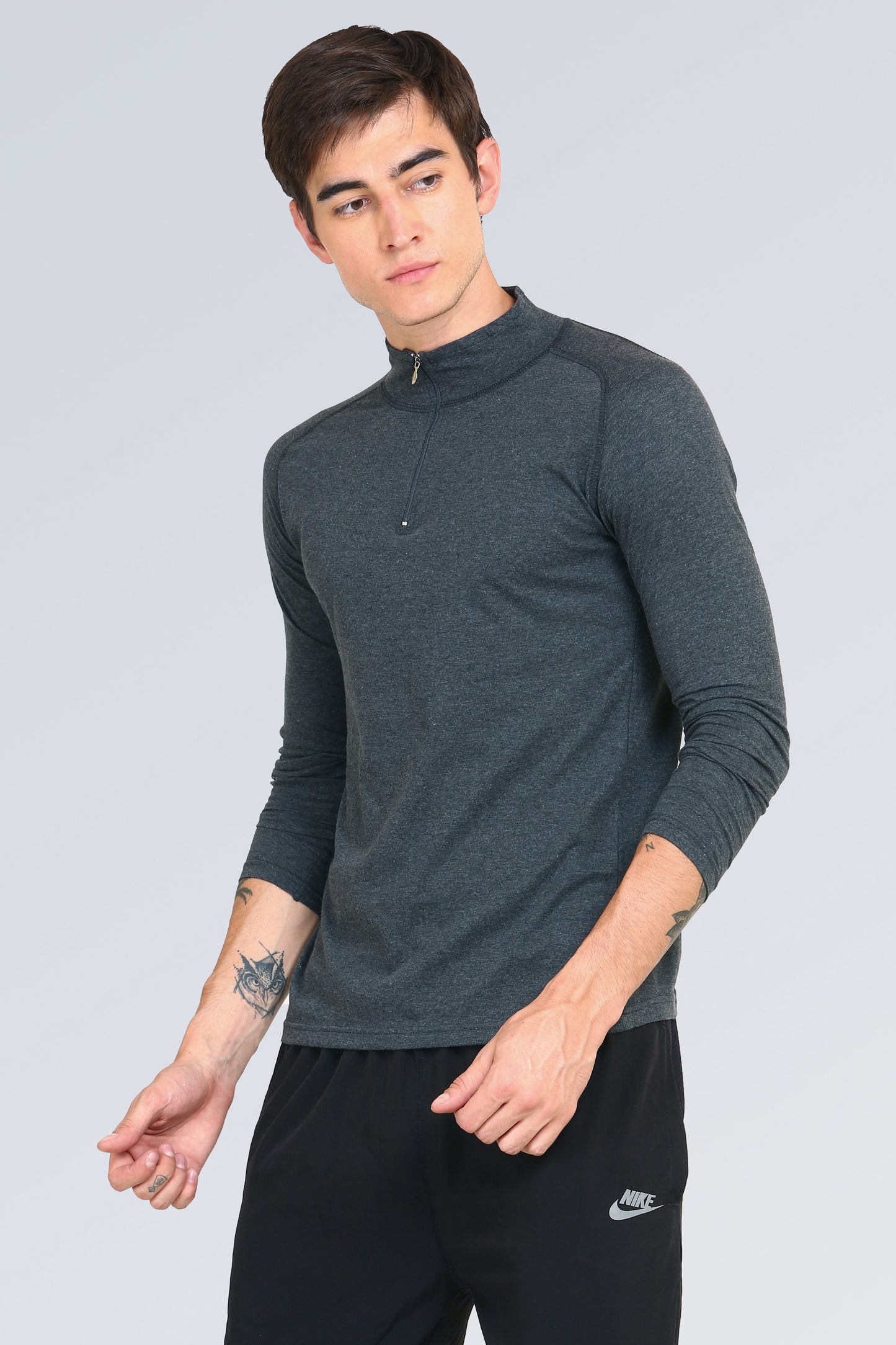 Ap'pulse Men's 1/4 Hineck Zipper Raglan Tshirt