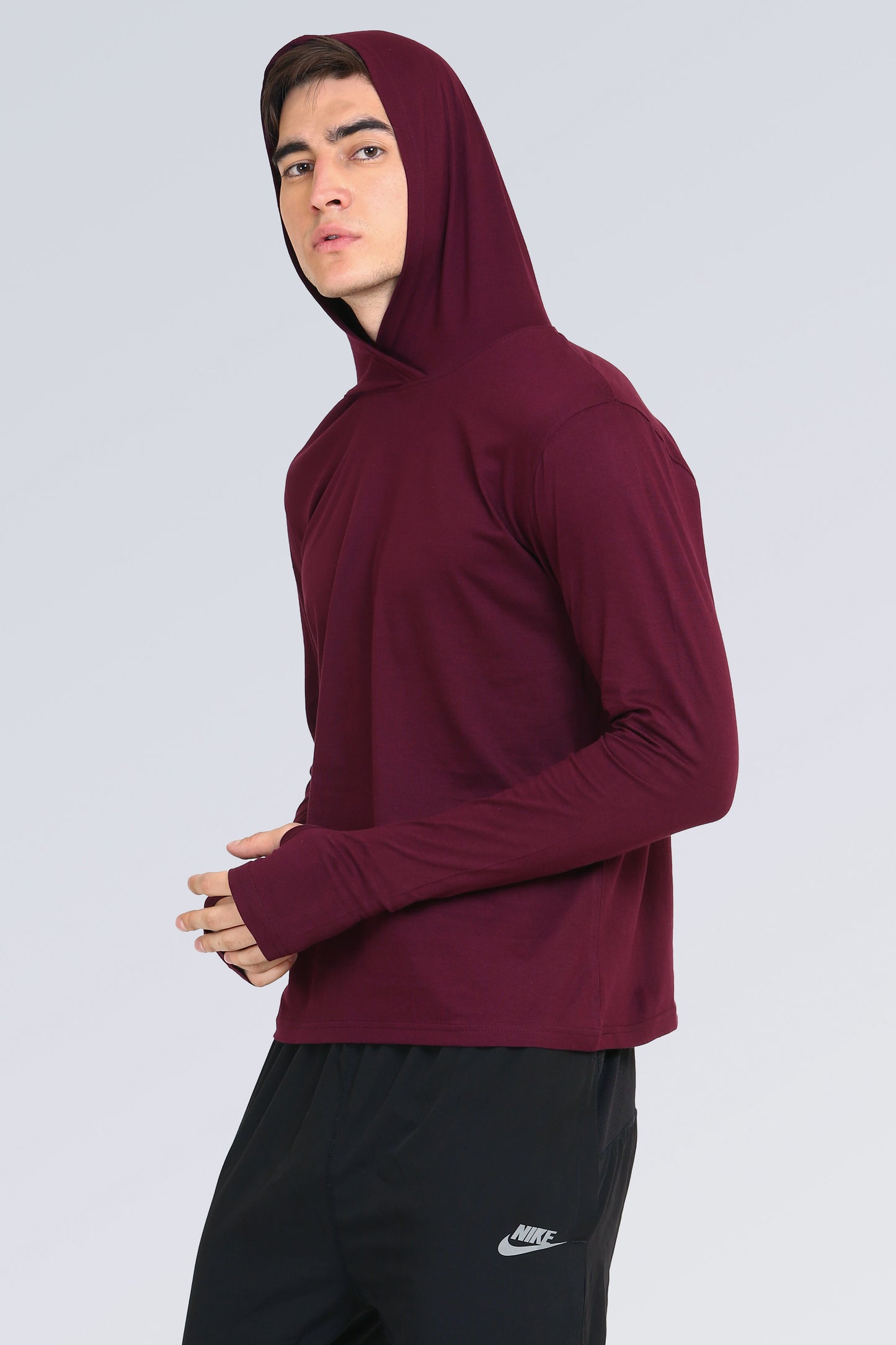 Ap'pulse Men's Hooded Thumbopen Tshirt