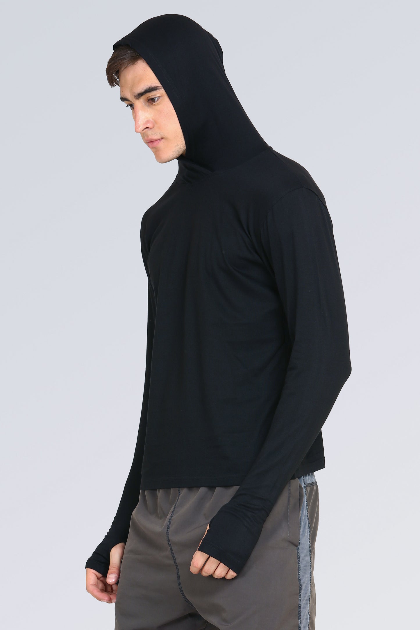 Ap'pulse Men's Hooded Thumbopen Tshirt