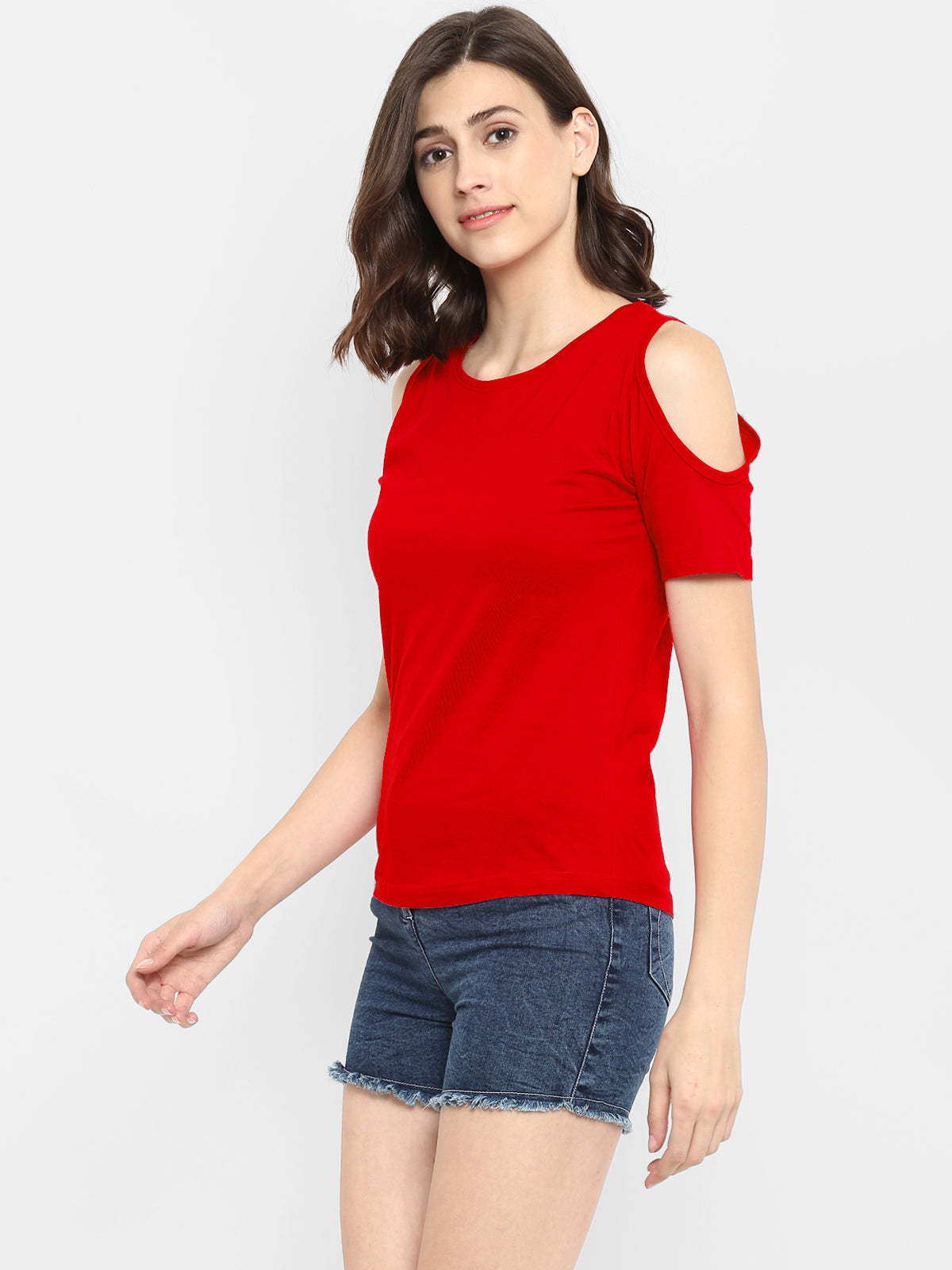 Appulse Women's Round Neck Cold Shoulder T-Shirt | Women | Premium Cotton | Activewear | Athleisure