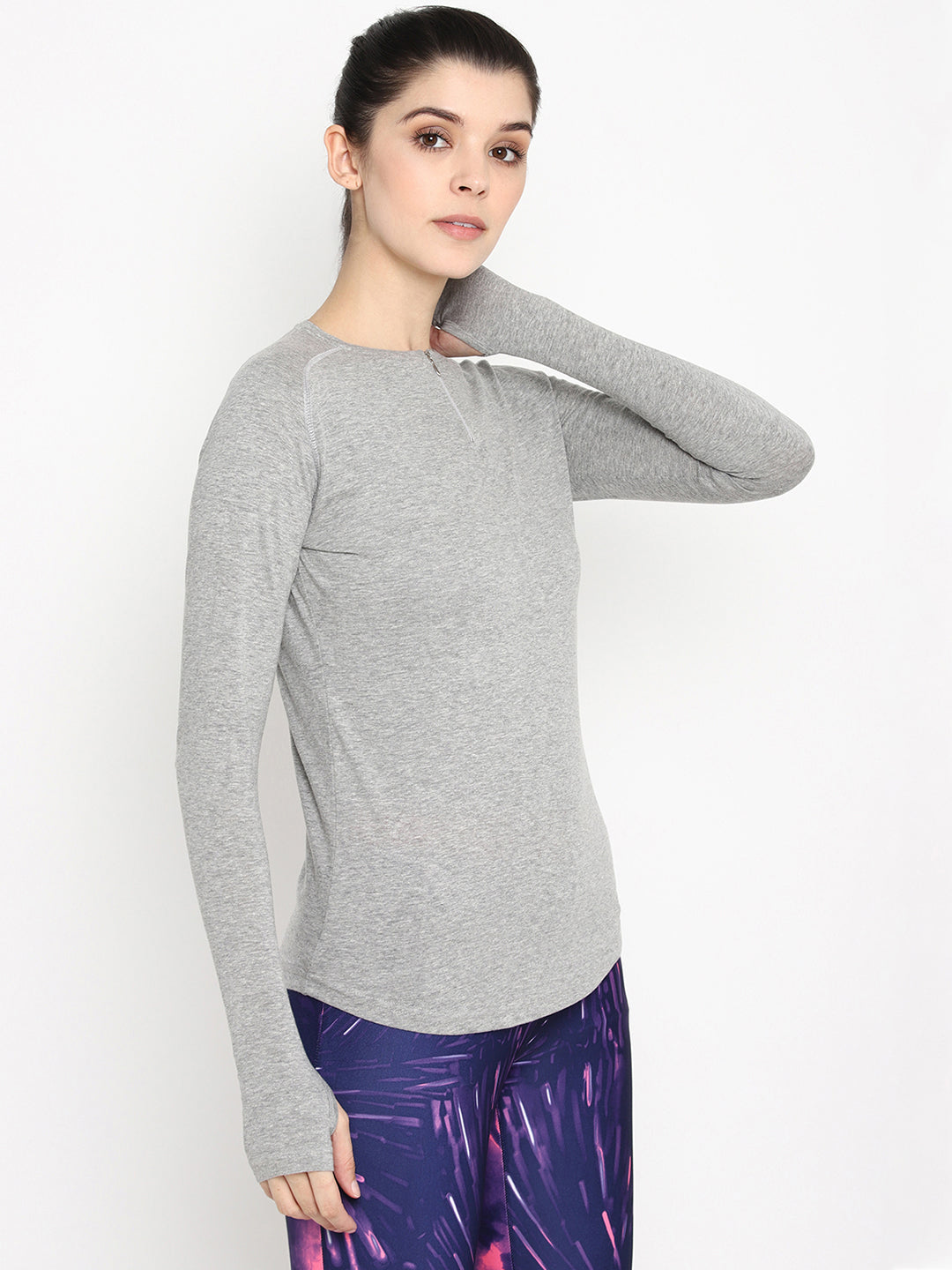 Appulse Women's Round Neck Zipper Long Sleeve T-Shirt | Women | Premium Cotton | Activewear | Athleisure