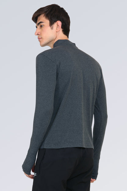 Appulse Men's 1/4 High Neck Zipper Thumb Hole T-Shirt | Men | Premium Cotton | Activewear | Athleisure