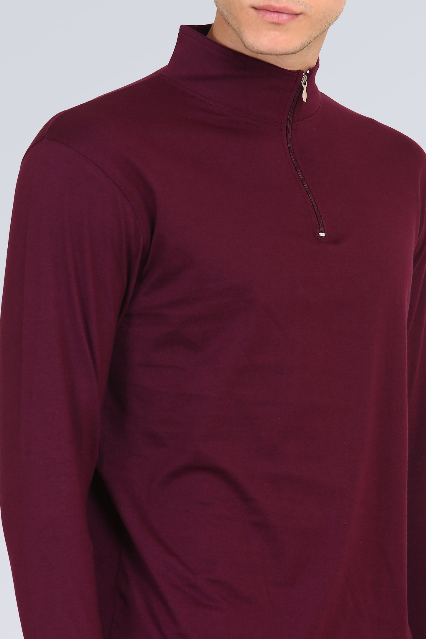 Ap'pulse Men's 1/4 Hineck Zipper Thumbopen Tshirt