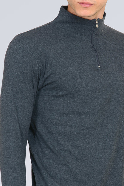 Appulse Men's 1/4 High Neck Zipper Thumb Hole T-Shirt | Men | Premium Cotton | Activewear | Athleisure