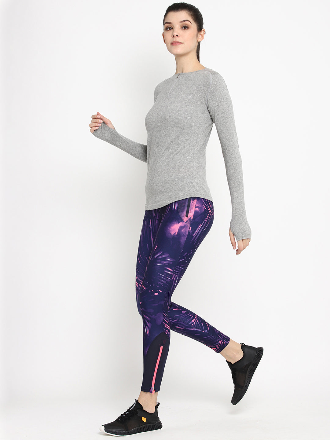 Appulse Women's Round Neck Zipper Long Sleeve T-Shirt | Women | Premium Cotton | Activewear | Athleisure