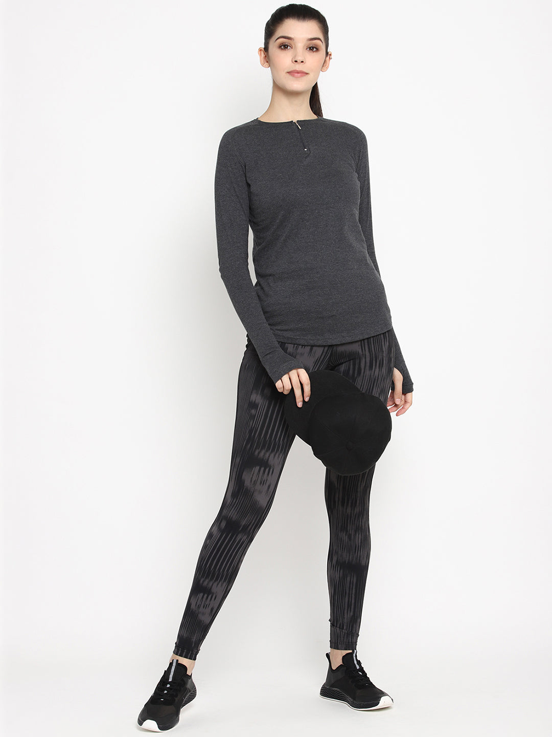 Appulse Women's Round Neck Zipper Long Sleeve T-Shirt | Women | Premium Cotton | Activewear | Athleisure
