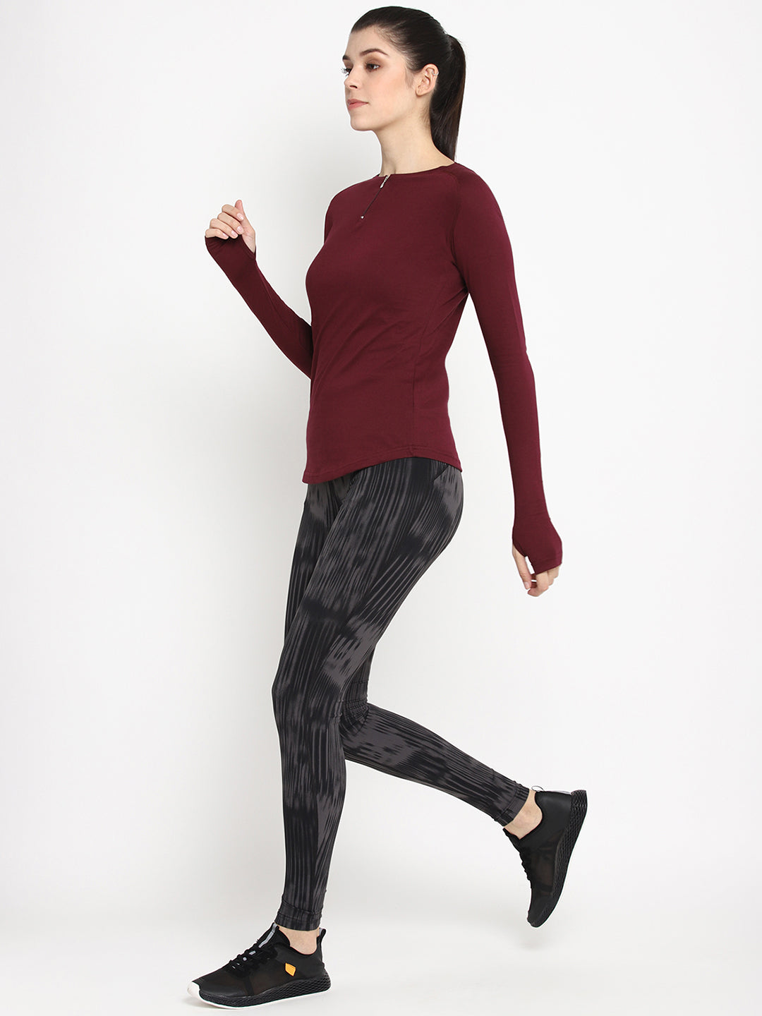 Appulse Women's Round Neck Zipper Long Sleeve T-Shirt | Women | Premium Cotton | Activewear | Athleisure