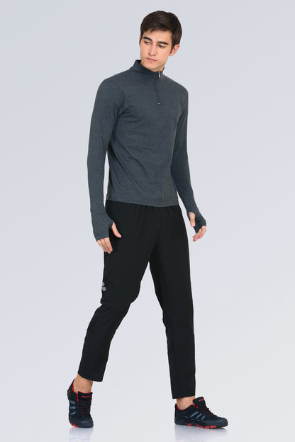 Appulse Men's 1/4 High Neck Zipper Thumb Hole T-Shirt | Men | Premium Cotton | Activewear | Athleisure