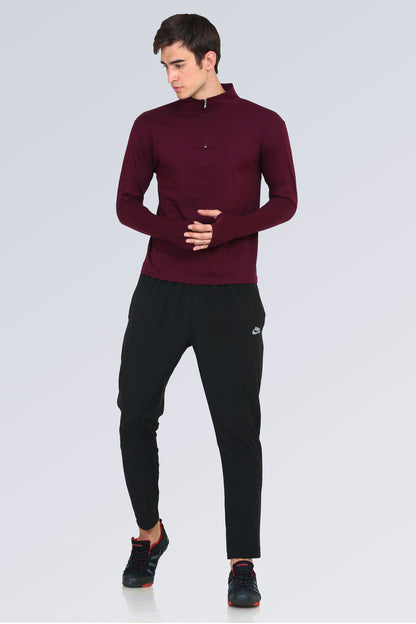 Appulse Men's 1/4 High Neck Zipper Thumb Hole T-Shirt | Men | Premium Cotton | Activewear | Athleisure