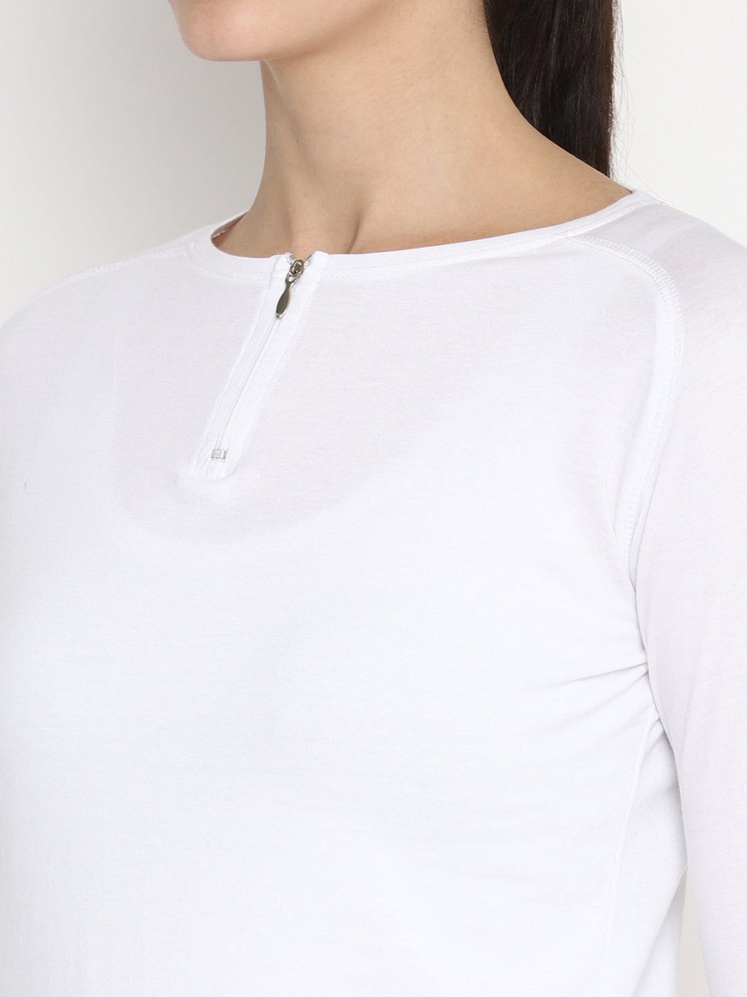 Appulse Women's Round Neck Zipper Long Sleeve T-Shirt | Women | Premium Cotton | Activewear | Athleisure