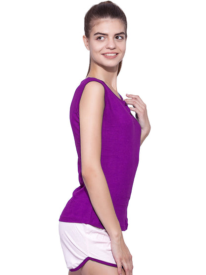 Appulse Women's Sleeveless Henley T-Shirt | Women | Premium Cotton | Activewear | Athleisure