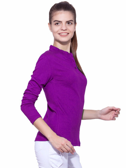 Appulse Women's Long Sleeve Mandarin Polo T-Shirt | Women | Premium Cotton | Activewear | Athleisure