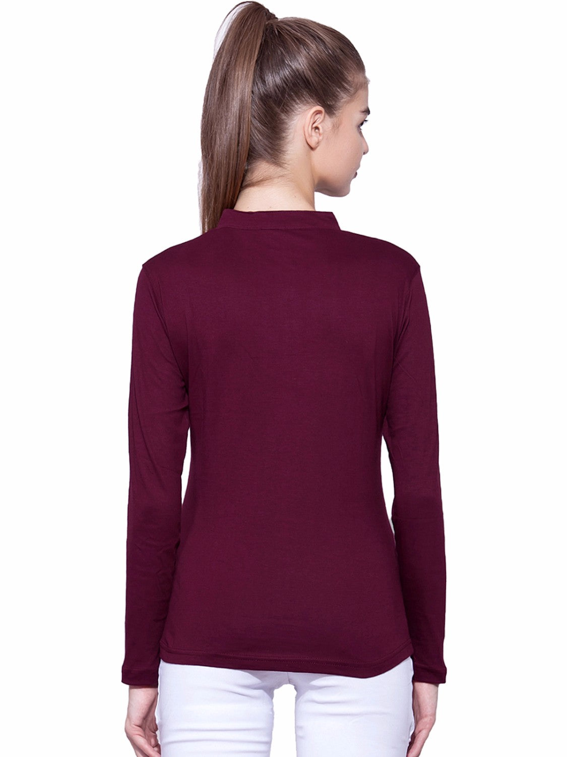 Appulse Women's Long Sleeve Mandarin Polo T-Shirt | Women | Premium Cotton | Activewear | Athleisure