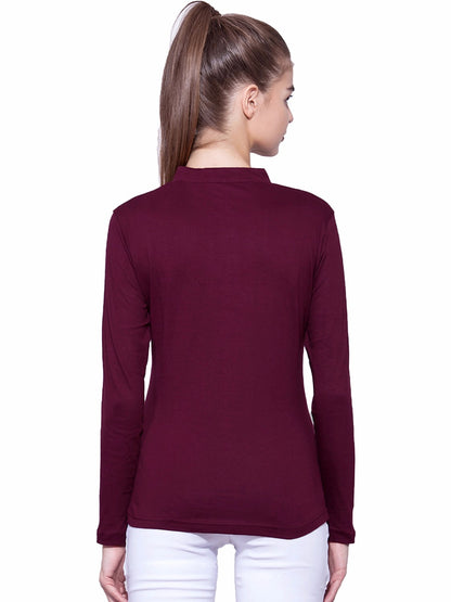 Appulse Women's Long Sleeve Mandarin Polo T-Shirt | Women | Premium Cotton | Activewear | Athleisure
