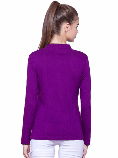 Appulse Women's Long Sleeve Mandarin Polo T-Shirt | Women | Premium Cotton | Activewear | Athleisure