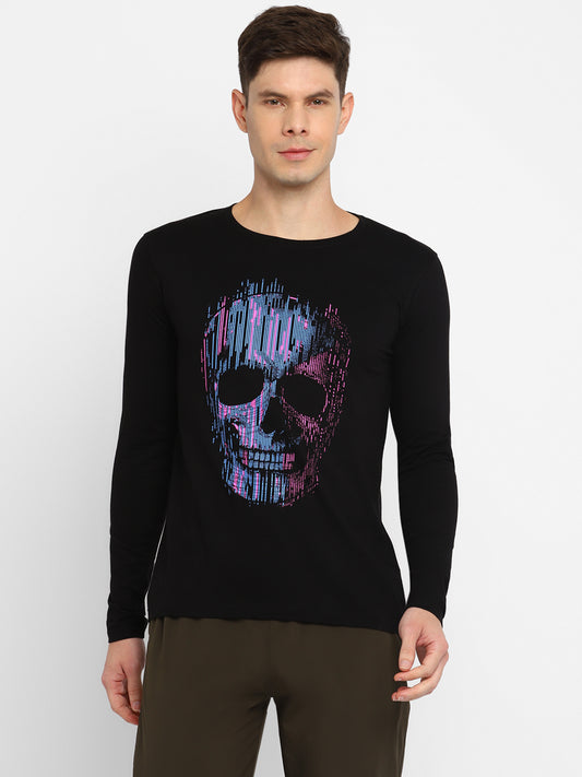 Ap'pulse Men's Round Neck Long Sleeve Printed Tshirt
