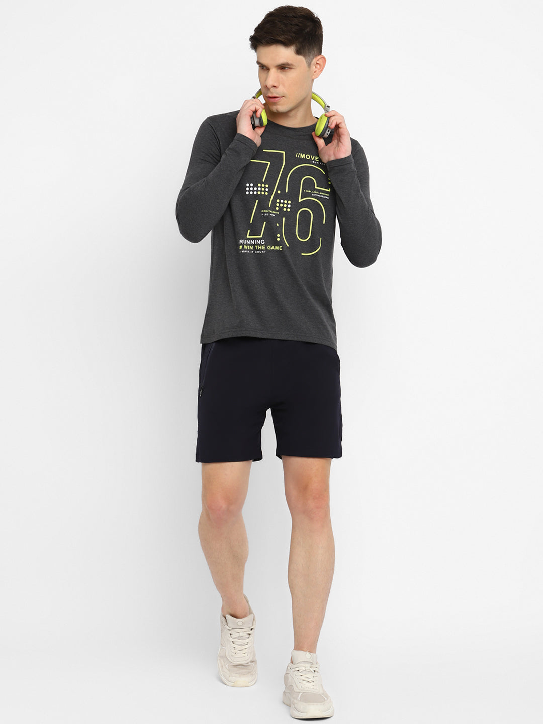 Ap'pulse Men's Round Neck Long Sleeve Printed Tshirt