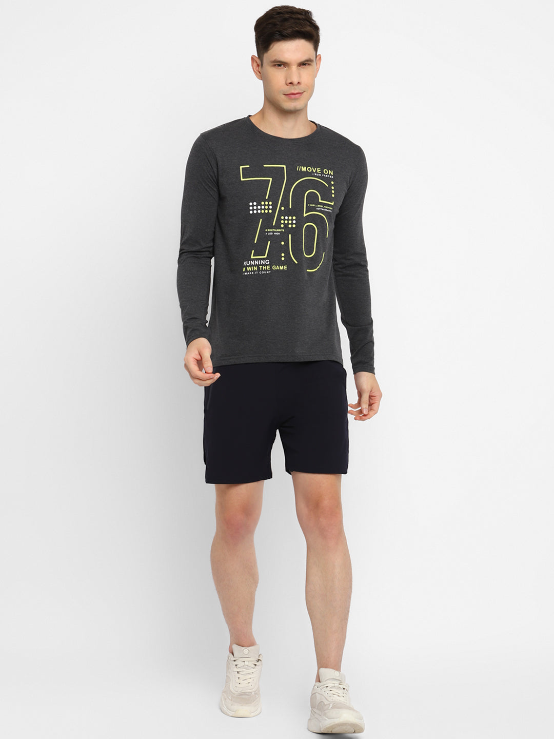 Ap'pulse Men's Round Neck Long Sleeve Printed Tshirt