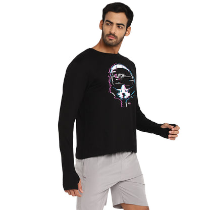 Appulse Men's Printed Long Sleeve Thumb Hole Round Neck T-Shirt | Men | Premium Cotton | Activewear | Athleisure