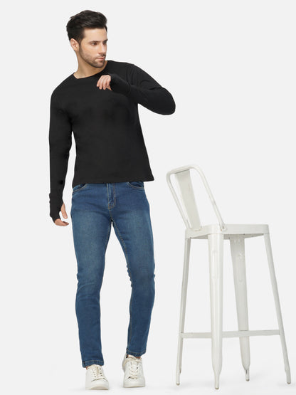 Appulse Men's Round Neck Long Sleeve Thumb Hole T-Shirt | Men | Premium Cotton | Activewear | Athleisure