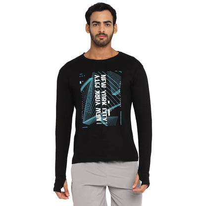 Appulse Men's Printed Long Sleeve Thumb Hole Round Neck T-Shirt | Men | Premium Cotton | Activewear | Athleisure