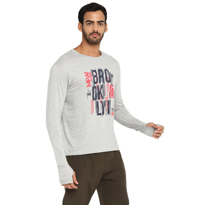 Appulse Men's Printed Long Sleeve Thumb Hole Round Neck T-Shirt | Men | Premium Cotton | Activewear | Athleisure