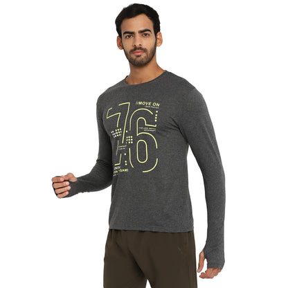 Appulse Men's Printed Long Sleeve Thumb Hole Round Neck T-Shirt | Men | Premium Cotton | Activewear | Athleisure