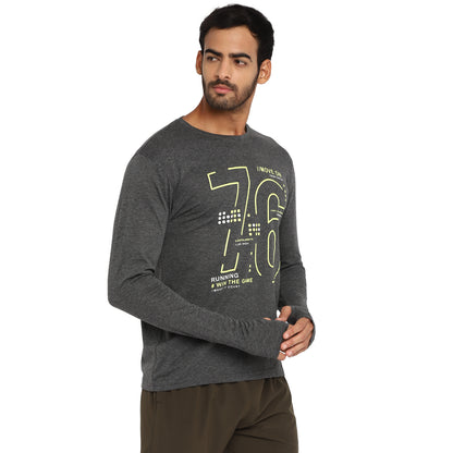Appulse Men's Printed Long Sleeve Thumb Hole Round Neck T-Shirt | Men | Premium Cotton | Activewear | Athleisure