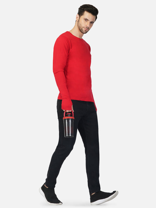 Ap'pulse Men's Round Neck Long Sleeve Thumbopen Tshirt