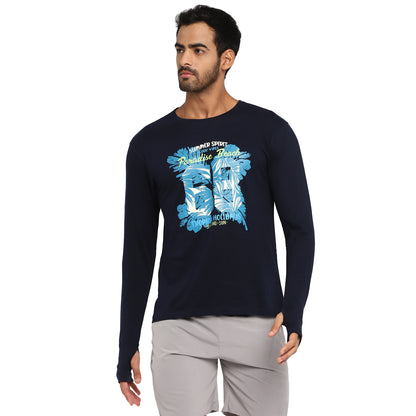 Appulse Men's Printed Long Sleeve Thumb Hole Round Neck T-Shirt | Men | Premium Cotton | Activewear | Athleisure