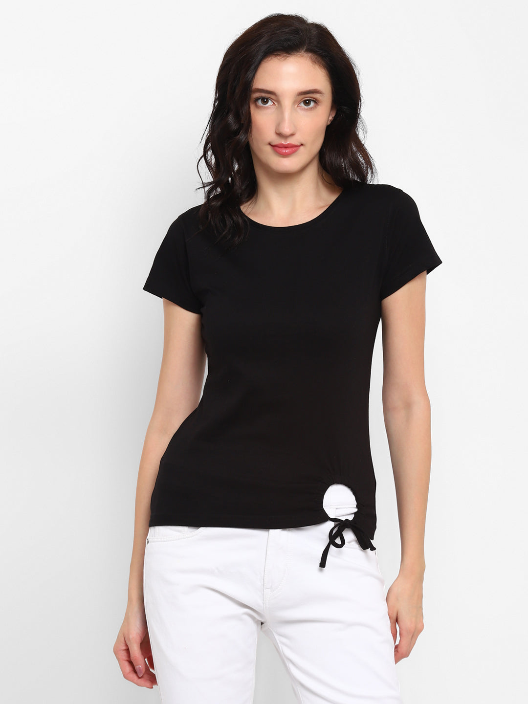 Appulse Women's Round Neck T-Shirt with Bottom Knot | Women | Premium Cotton | Activewear | Athleisure
