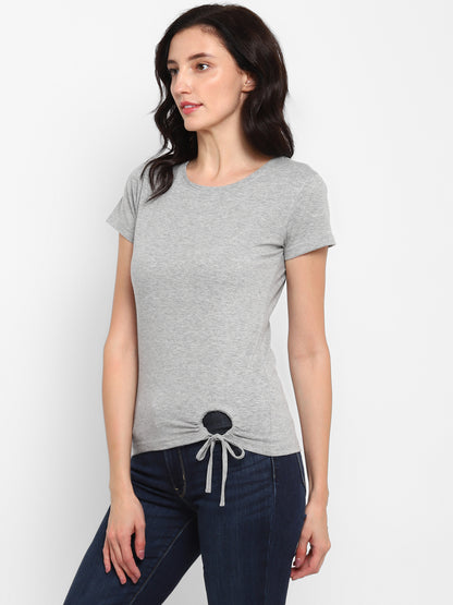 Appulse Women's Round Neck T-Shirt with Bottom Knot | Women | Premium Cotton | Activewear | Athleisure