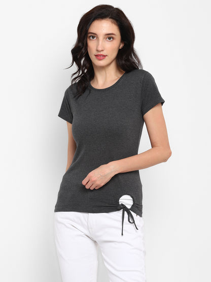Appulse Women's Round Neck T-Shirt with Bottom Knot | Women | Premium Cotton | Activewear | Athleisure
