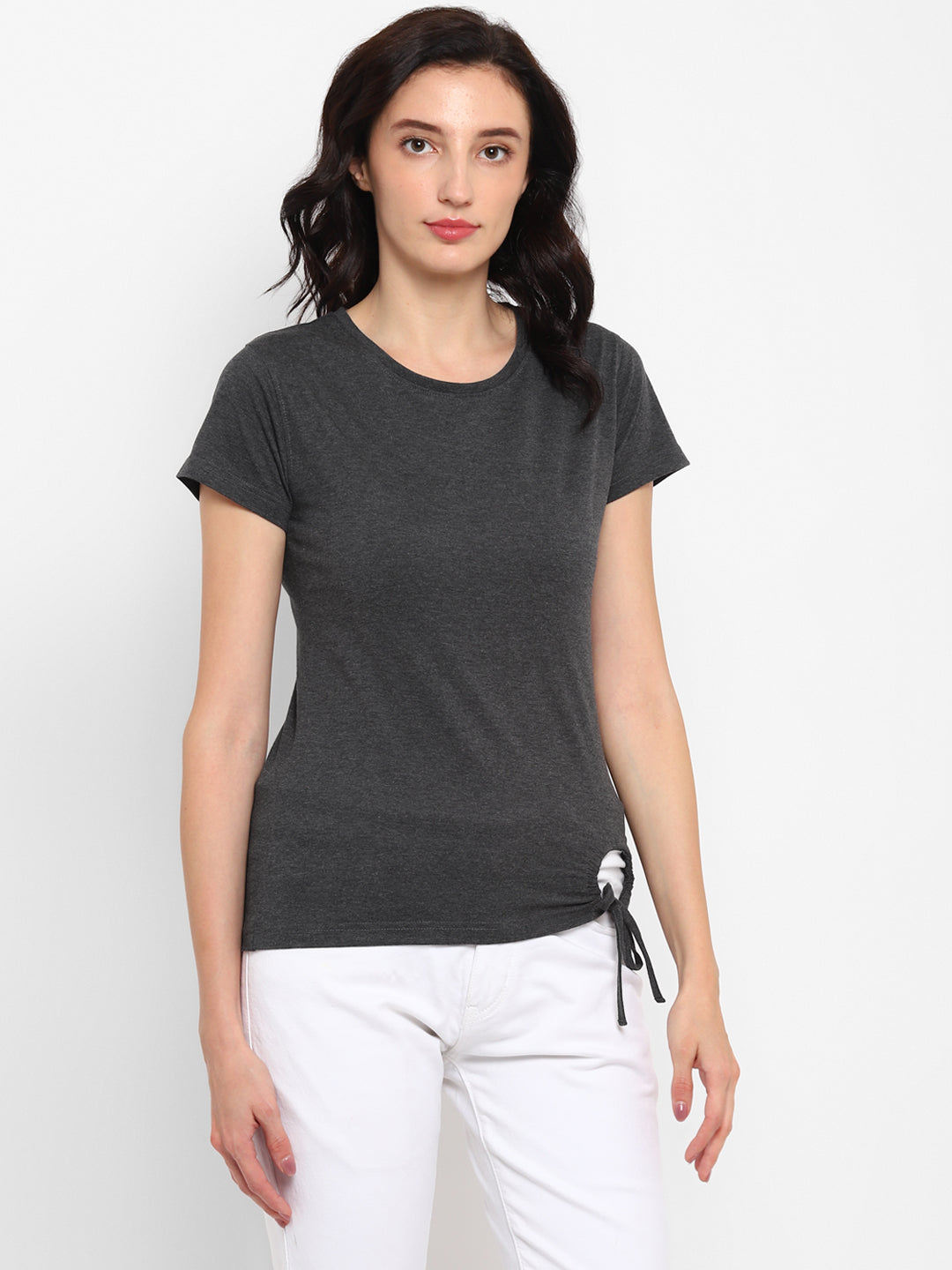 Appulse Women's Round Neck T-Shirt with Bottom Knot | Women | Premium Cotton | Activewear | Athleisure