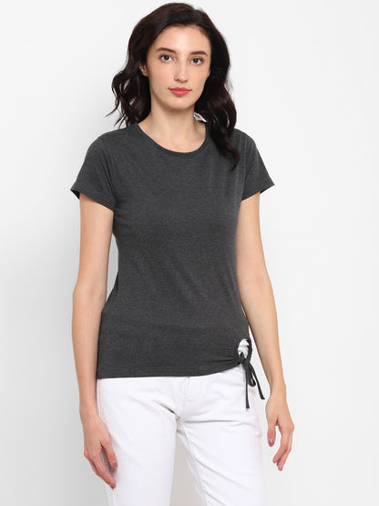 Appulse Women's Round Neck T-Shirt with Bottom Knot | Women | Premium Cotton | Activewear | Athleisure