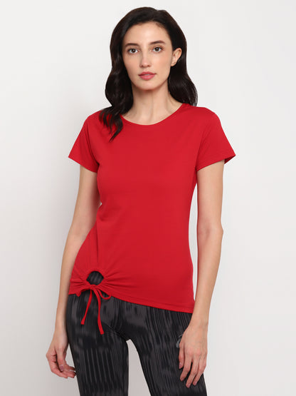 Appulse Women's Round Neck T-Shirt with Bottom Knot | Women | Premium Cotton | Activewear | Athleisure