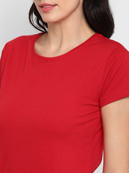 Appulse Women's Round Neck T-Shirt with Bottom Knot | Women | Premium Cotton | Activewear | Athleisure