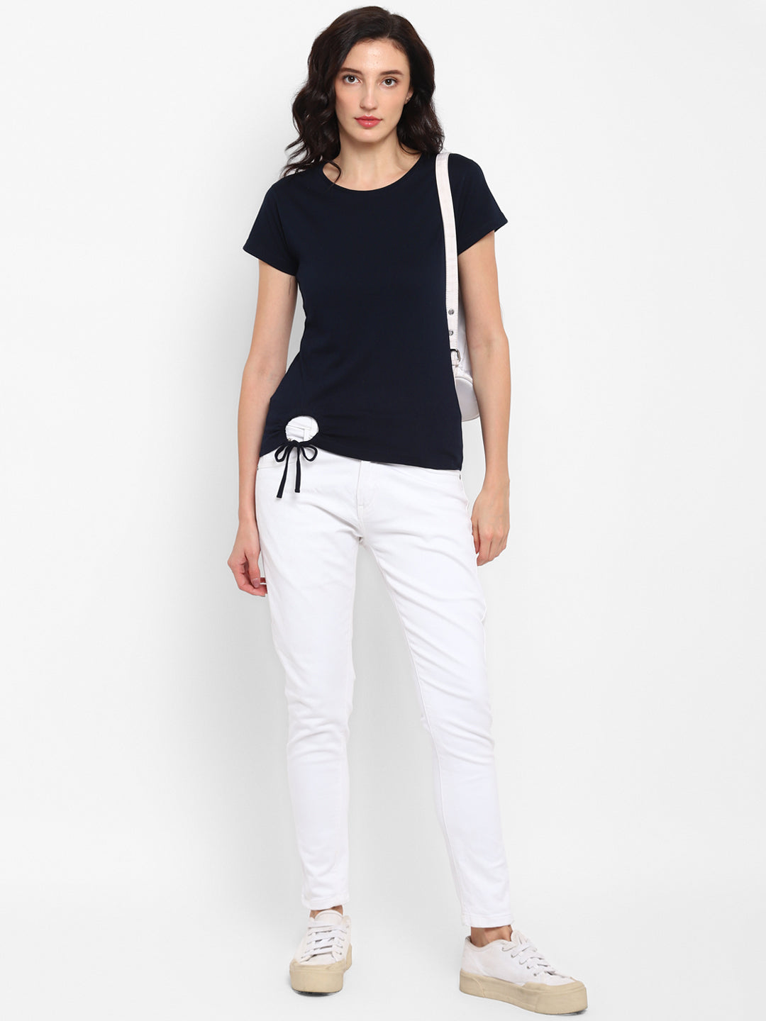 Appulse Women's Round Neck T-Shirt with Bottom Knot | Women | Premium Cotton | Activewear | Athleisure