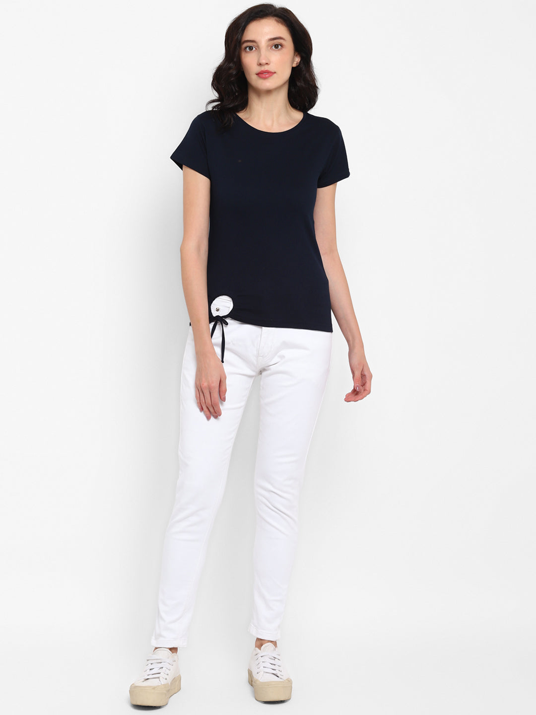 Appulse Women's Round Neck T-Shirt with Bottom Knot | Women | Premium Cotton | Activewear | Athleisure
